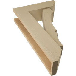 Ekena Millwork - BKTUR0554X18X30BOA06RCPR - Timberthane Faux Wood Balboa Style Bracket w/ Offset Brace, Slat Ends, 5 1/2"W x 18"D x 30"H, Primed Tan