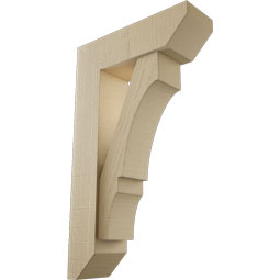 Ekena Millwork - BKTUR0554X18X30BOA06RCPR - Timberthane Faux Wood Balboa Style Bracket w/ Offset Brace, Slat Ends, 5 1/2"W x 18"D x 30"H, Primed Tan