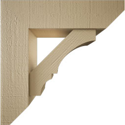 Ekena Millwork - BKTUR0554X20X20BOA06RCPR - Timberthane Faux Wood Balboa Style Bracket w/ Offset Brace, Slat Ends, 5 1/2"W x 20"D x 20"H, Primed Tan