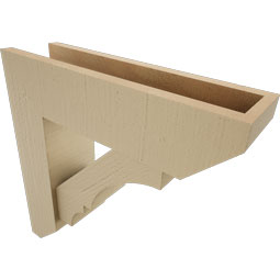 Ekena Millwork - BKTUR0554X20X20BOA06RCPR - Timberthane Faux Wood Balboa Style Bracket w/ Offset Brace, Slat Ends, 5 1/2"W x 20"D x 20"H, Primed Tan