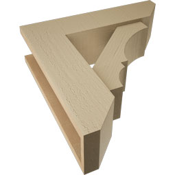 Ekena Millwork - BKTUR0554X20X20BOA06RCPR - Timberthane Faux Wood Balboa Style Bracket w/ Offset Brace, Slat Ends, 5 1/2"W x 20"D x 20"H, Primed Tan