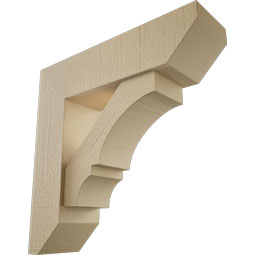 Ekena Millwork - BKTUR0554X20X20BOA06RCPR - Timberthane Faux Wood Balboa Style Bracket w/ Offset Brace, Slat Ends, 5 1/2"W x 20"D x 20"H, Primed Tan