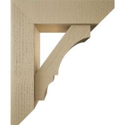 Ekena Millwork - BKTUR0554X20X24BOA06RCPR - Timberthane Faux Wood Balboa Style Bracket w/ Offset Brace, Slat Ends, 5 1/2"W x 20"D x 24"H, Primed Tan