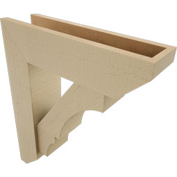 Ekena Millwork - BKTUR0554X20X24BOA06RCPR - Timberthane Faux Wood Balboa Style Bracket w/ Offset Brace, Slat Ends, 5 1/2"W x 20"D x 24"H, Primed Tan