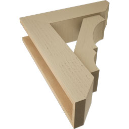 Ekena Millwork - BKTUR0554X20X24BOA06RCPR - Timberthane Faux Wood Balboa Style Bracket w/ Offset Brace, Slat Ends, 5 1/2"W x 20"D x 24"H, Primed Tan