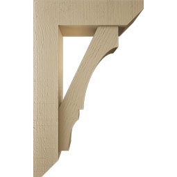 Ekena Millwork - BKTUR0554X20X32BOA06RCPR - Timberthane Faux Wood Balboa Style Bracket w/ Offset Brace, Slat Ends, 5 1/2"W x 20"D x 32"H, Primed Tan