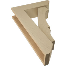 Ekena Millwork - BKTUR0554X20X32BOA06RCPR - Timberthane Faux Wood Balboa Style Bracket w/ Offset Brace, Slat Ends, 5 1/2"W x 20"D x 32"H, Primed Tan