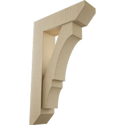 Ekena Millwork - BKTUR0554X20X32BOA06RCPR - Timberthane Faux Wood Balboa Style Bracket w/ Offset Brace, Slat Ends, 5 1/2"W x 20"D x 32"H, Primed Tan