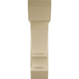 Ekena Millwork - BKTUR0554X22X22BOA06RCPR - Timberthane Faux Wood Balboa Style Bracket w/ Offset Brace, Slat Ends, 5 1/2"W x 22"D x 22"H, Primed Tan
