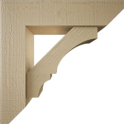 Ekena Millwork - BKTUR0554X22X22BOA06RCPR - Timberthane Faux Wood Balboa Style Bracket w/ Offset Brace, Slat Ends, 5 1/2"W x 22"D x 22"H, Primed Tan