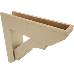 Ekena Millwork - BKTUR0554X22X22BOA06RCPR - Timberthane Faux Wood Balboa Style Bracket w/ Offset Brace, Slat Ends, 5 1/2"W x 22"D x 22"H, Primed Tan