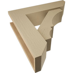 Ekena Millwork - BKTUR0554X22X22BOA06RCPR - Timberthane Faux Wood Balboa Style Bracket w/ Offset Brace, Slat Ends, 5 1/2"W x 22"D x 22"H, Primed Tan