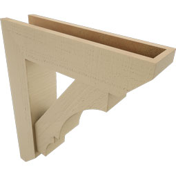 Ekena Millwork - BKTUR0554X22X26BOA06RCPR - Timberthane Faux Wood Balboa Style Bracket w/ Offset Brace, Slat Ends, 5 1/2"W x 22"D x 26"H, Primed Tan