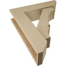 Ekena Millwork - BKTUR0554X22X26BOA06RCPR - Timberthane Faux Wood Balboa Style Bracket w/ Offset Brace, Slat Ends, 5 1/2"W x 22"D x 26"H, Primed Tan