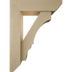 Ekena Millwork - BKTUR0554X22X30BOA06RCPR - Timberthane Faux Wood Balboa Style Bracket w/ Offset Brace, Slat Ends, 5 1/2"W x 22"D x 30"H, Primed Tan