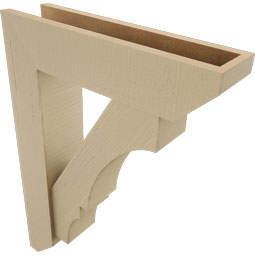 Ekena Millwork - BKTUR0554X22X30BOA06RCPR - Timberthane Faux Wood Balboa Style Bracket w/ Offset Brace, Slat Ends, 5 1/2"W x 22"D x 30"H, Primed Tan