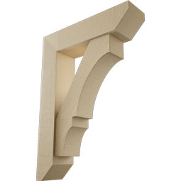 Ekena Millwork - BKTUR0554X22X30BOA06RCPR - Timberthane Faux Wood Balboa Style Bracket w/ Offset Brace, Slat Ends, 5 1/2"W x 22"D x 30"H, Primed Tan