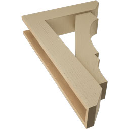 Ekena Millwork - BKTUR0554X22X34BOA06RCPR - Timberthane Faux Wood Balboa Style Bracket w/ Offset Brace, Slat Ends, 5 1/2"W x 22"D x 34"H, Primed Tan