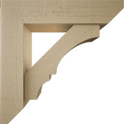 Ekena Millwork - BKTUR0554X24X24BOA06RCPR - Timberthane Faux Wood Balboa Style Bracket w/ Offset Brace, Slat Ends, 5 1/2"W x 24"D x 24"H, Primed Tan