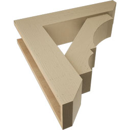 Ekena Millwork - BKTUR0554X24X24BOA06RCPR - Timberthane Faux Wood Balboa Style Bracket w/ Offset Brace, Slat Ends, 5 1/2"W x 24"D x 24"H, Primed Tan