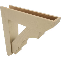 Ekena Millwork - BKTUR0554X24X28BOA06RCPR - Timberthane Faux Wood Balboa Style Bracket w/ Offset Brace, Slat Ends, 5 1/2"W x 24"D x 28"H, Primed Tan