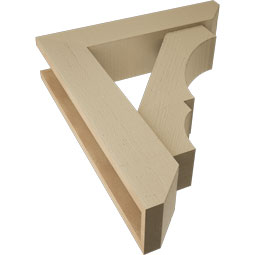 Ekena Millwork - BKTUR0554X24X28BOA06RCPR - Timberthane Faux Wood Balboa Style Bracket w/ Offset Brace, Slat Ends, 5 1/2"W x 24"D x 28"H, Primed Tan
