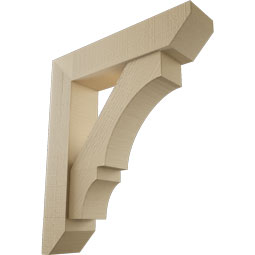 Ekena Millwork - BKTUR0554X24X28BOA06RCPR - Timberthane Faux Wood Balboa Style Bracket w/ Offset Brace, Slat Ends, 5 1/2"W x 24"D x 28"H, Primed Tan