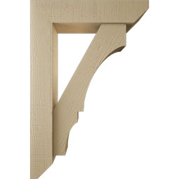 Ekena Millwork - BKTUR0554X24X36BOA06RCPR - Timberthane Faux Wood Balboa Style Bracket w/ Offset Brace, Slat Ends, 5 1/2"W x 24"D x 36"H, Primed Tan