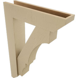 Ekena Millwork - BKTUR0554X24X36BOA06RCPR - Timberthane Faux Wood Balboa Style Bracket w/ Offset Brace, Slat Ends, 5 1/2"W x 24"D x 36"H, Primed Tan
