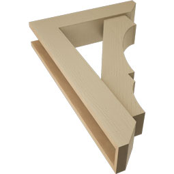 Ekena Millwork - BKTUR0554X24X36BOA06RCPR - Timberthane Faux Wood Balboa Style Bracket w/ Offset Brace, Slat Ends, 5 1/2"W x 24"D x 36"H, Primed Tan