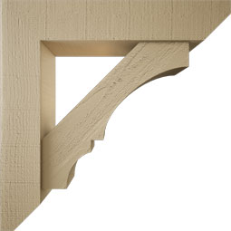 Ekena Millwork - BKTUR0554X26X26BOA06RCPR - Timberthane Faux Wood Balboa Style Bracket w/ Offset Brace, Slat Ends, 5 1/2"W x 26"D x 26"H, Primed Tan