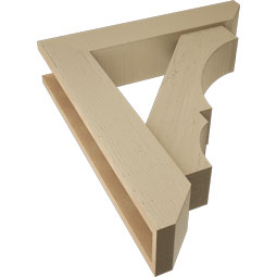 Ekena Millwork - BKTUR0554X26X30BOA06RCPR - Timberthane Faux Wood Balboa Style Bracket w/ Offset Brace, Slat Ends, 5 1/2"W x 26"D x 30"H, Primed Tan