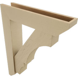 Ekena Millwork - BKTUR0554X26X34BOA06RCPR - Timberthane Faux Wood Balboa Style Bracket w/ Offset Brace, Slat Ends, 5 1/2"W x 26"D x 34"H, Primed Tan