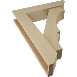 Ekena Millwork - BKTUR0554X26X34BOA06RCPR - Timberthane Faux Wood Balboa Style Bracket w/ Offset Brace, Slat Ends, 5 1/2"W x 26"D x 34"H, Primed Tan