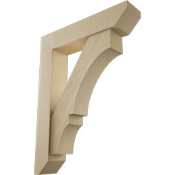 Ekena Millwork - BKTUR0554X26X34BOA06RCPR - Timberthane Faux Wood Balboa Style Bracket w/ Offset Brace, Slat Ends, 5 1/2"W x 26"D x 34"H, Primed Tan