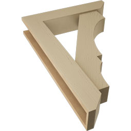 Ekena Millwork - BKTUR0554X26X38BOA06RCPR - Timberthane Faux Wood Balboa Style Bracket w/ Offset Brace, Slat Ends, 5 1/2"W x 26"D x 38"H, Primed Tan