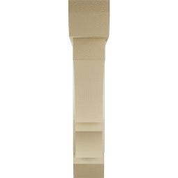 Ekena Millwork - BKTUR0554X28X28BOA06RCPR - Timberthane Faux Wood Balboa Style Bracket w/ Offset Brace, Slat Ends, 5 1/2"W x 28"D x 28"H, Primed Tan