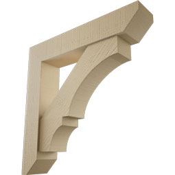 Ekena Millwork - BKTUR0554X28X28BOA06RCPR - Timberthane Faux Wood Balboa Style Bracket w/ Offset Brace, Slat Ends, 5 1/2"W x 28"D x 28"H, Primed Tan