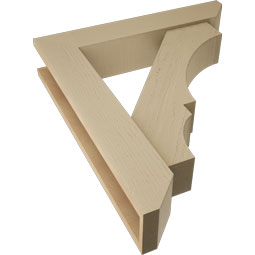 Ekena Millwork - BKTUR0554X28X32BOA06RCPR - Timberthane Faux Wood Balboa Style Bracket w/ Offset Brace, Slat Ends, 5 1/2"W x 28"D x 32"H, Primed Tan