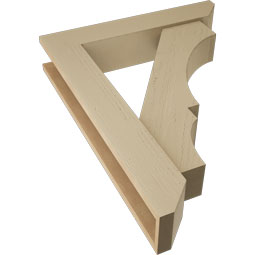 Ekena Millwork - BKTUR0554X28X36BOA06RCPR - Timberthane Faux Wood Balboa Style Bracket w/ Offset Brace, Slat Ends, 5 1/2"W x 28"D x 36"H, Primed Tan