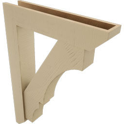 Ekena Millwork - BKTUR0554X28X40BOA06RCPR - Timberthane Faux Wood Balboa Style Bracket w/ Offset Brace, Slat Ends, 5 1/2"W x 28"D x 40"H, Primed Tan