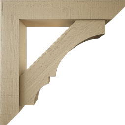 Ekena Millwork - BKTUR0554X30X30BOA06RCPR - Timberthane Faux Wood Balboa Style Bracket w/ Offset Brace, Slat Ends, 5 1/2"W x 30"D x 30"H, Primed Tan