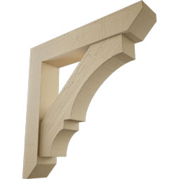 Ekena Millwork - BKTUR0554X30X30BOA06RCPR - Timberthane Faux Wood Balboa Style Bracket w/ Offset Brace, Slat Ends, 5 1/2"W x 30"D x 30"H, Primed Tan