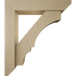 Ekena Millwork - BKTUR0554X30X34BOA06RCPR - Timberthane Faux Wood Balboa Style Bracket w/ Offset Brace, Slat Ends, 5 1/2"W x 30"D x 34"H, Primed Tan
