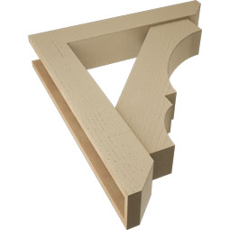 Ekena Millwork - BKTUR0554X30X34BOA06RCPR - Timberthane Faux Wood Balboa Style Bracket w/ Offset Brace, Slat Ends, 5 1/2"W x 30"D x 34"H, Primed Tan