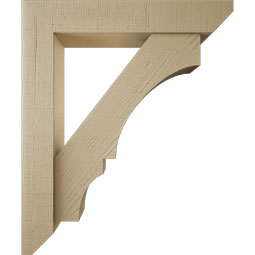 Ekena Millwork - BKTUR0554X30X36BOA06RCPR - Timberthane Faux Wood Balboa Style Bracket w/ Offset Brace, Slat Ends, 5 1/2"W x 30"D x 36"H, Primed Tan