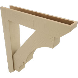Ekena Millwork - BKTUR0554X30X36BOA06RCPR - Timberthane Faux Wood Balboa Style Bracket w/ Offset Brace, Slat Ends, 5 1/2"W x 30"D x 36"H, Primed Tan