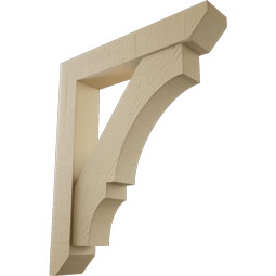 Ekena Millwork - BKTUR0554X30X36BOA06RCPR - Timberthane Faux Wood Balboa Style Bracket w/ Offset Brace, Slat Ends, 5 1/2"W x 30"D x 36"H, Primed Tan