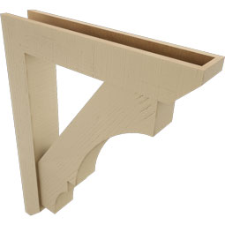 Ekena Millwork - BKTUR0554X30X38BOA06RCPR - Timberthane Faux Wood Balboa Style Bracket w/ Offset Brace, Slat Ends, 5 1/2"W x 30"D x 38"H, Primed Tan
