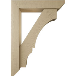 Ekena Millwork - BKTUR0554X30X42BOA06RCPR - Timberthane Faux Wood Balboa Style Bracket w/ Offset Brace, Slat Ends, 5 1/2"W x 30"D x 42"H, Primed Tan